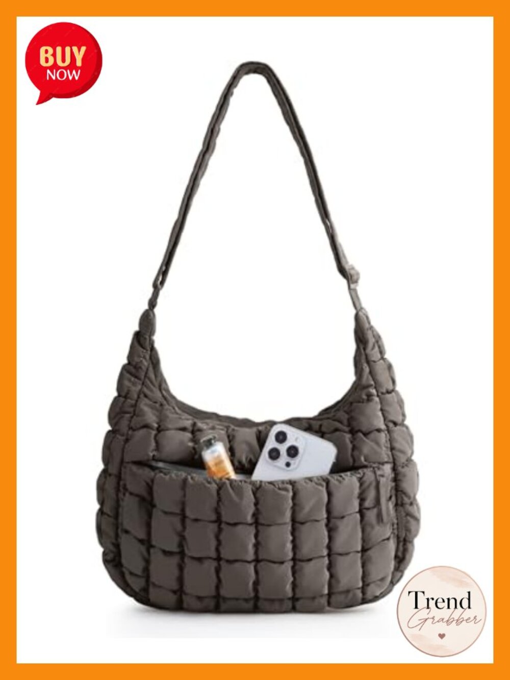Quilted Crossbody Bag Lightweight Water-Resistant Polyester Travel Purse